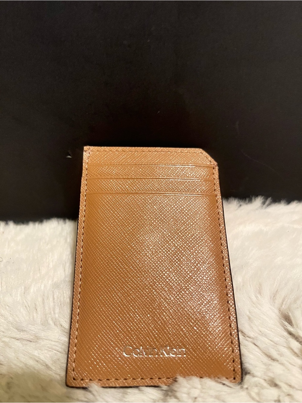 Calvin Klein Men's Brown Saffiano Leather Card Sleeve